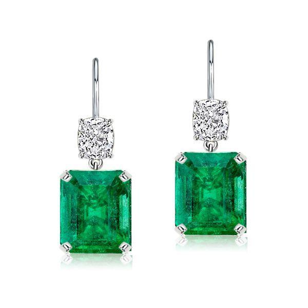Emerald Green Jewelry Set: Sterling Silver Necklace & Drop Earrings