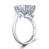 Emerald & White Sapphire Three Stone Engagement Ring - 925 Sterling Silver