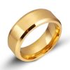 Yellow Gold Plated Titanium Steel Wedding Band for Men - Classic 8MM Glaze Ring