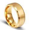 Yellow Gold Plated Titanium Steel Wedding Band for Men - Classic 8MM Glaze Ring