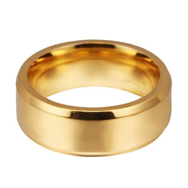 Yellow Gold Plated Titanium Steel Wedding Band for Men - Classic 8MM Glaze Ring