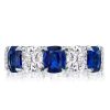 Blue & White Cushion Cut CZ Eternity Wedding Band - Sterling Silver