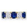 Blue & White Cushion Cut CZ Eternity Wedding Band - Sterling Silver