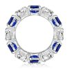 Blue & White Cushion Cut CZ Eternity Wedding Band - Sterling Silver