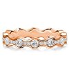 Round Cut CZ Wave Eternity Band in Sterling Silver - Wedding or Fashion Ring