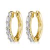 Golden Emerald Cut White Sapphire Hoop Earrings - 18K Gold Plated Sterling Silver