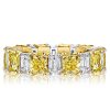 Two-Tone Radiant Cut Yellow & White Sapphire Sterling Silver Wedding Band