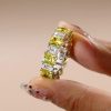 Two-Tone Radiant Cut Yellow & White Sapphire Sterling Silver Wedding Band