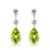 Peridot Pear Drop Earrings for Women - Sterling Silver Dangle Earrings