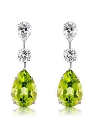 Peridot Pear Drop Earrings for Women - Sterling Silver Dangle Earrings
