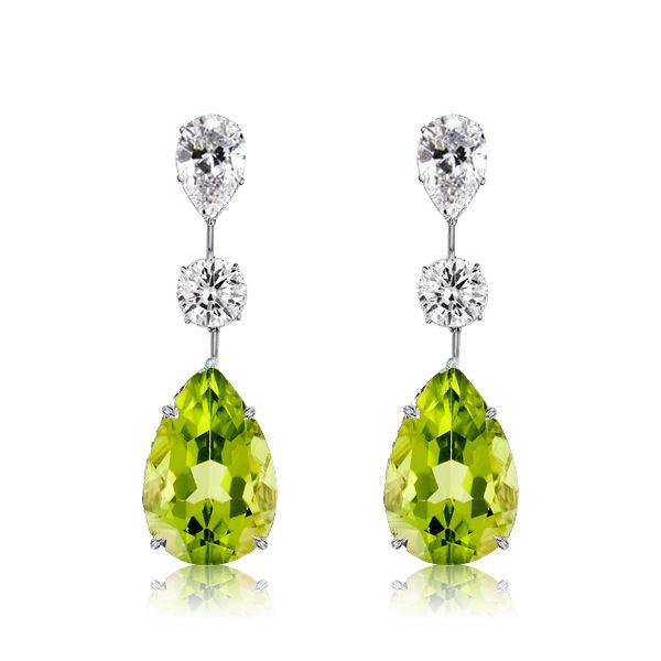 Peridot Pear Drop Earrings for Women - Sterling Silver Dangle Earrings