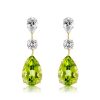 Peridot Pear Drop Earrings for Women - Sterling Silver Dangle Earrings