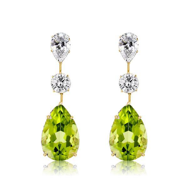 Peridot Pear Drop Earrings for Women - Sterling Silver Dangle Earrings