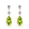 Peridot Pear Drop Earrings for Women - Sterling Silver Dangle Earrings