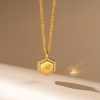 Personalized Hexagon Initial Necklace - 18K Gold Plated Sterling Silver Pendant