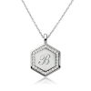 Personalized Hexagon Initial Necklace - 18K Gold Plated Sterling Silver Pendant