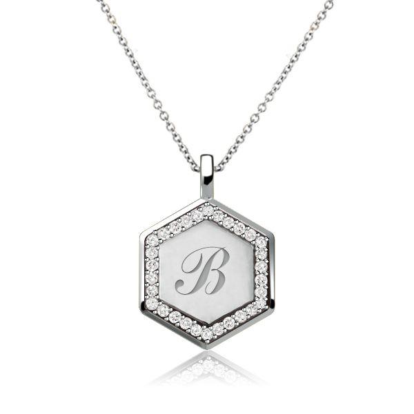 Personalized Hexagon Initial Necklace - 18K Gold Plated Sterling Silver Pendant