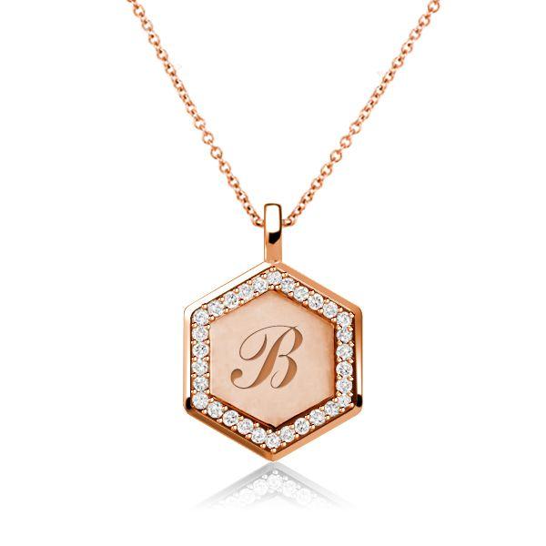 Personalized Hexagon Initial Necklace - 18K Gold Plated Sterling Silver Pendant