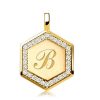 Personalized Hexagon Initial Necklace - 18K Gold Plated Sterling Silver Pendant