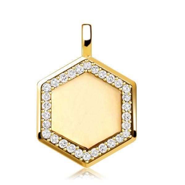 Personalized Hexagon Initial Necklace - 18K Gold Plated Sterling Silver Pendant