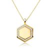 Personalized Hexagon Initial Necklace - 18K Gold Plated Sterling Silver Pendant