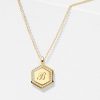 Personalized Hexagon Initial Necklace - 18K Gold Plated Sterling Silver Pendant