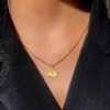 Personalized Hexagon Initial Necklace - 18K Gold Plated Sterling Silver Pendant