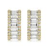 Triple Row Baguette Cut Hoop Earrings for Women in Sterling Silver