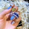 Triple Row Created Sapphire Wedding Band - 925 Sterling Silver