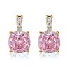 Cushion Cut Pink Sapphire Drop Earrings for Women in Sterling Silver