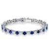 Emerald & Blue Sapphire Sterling Silver Bracelet - Wedding Jewelry