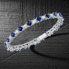 Emerald & Blue Sapphire Sterling Silver Bracelet - Wedding Jewelry