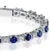 Emerald & Blue Sapphire Sterling Silver Bracelet - Wedding Jewelry