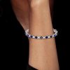 Emerald & Blue Sapphire Sterling Silver Bracelet - Wedding Jewelry