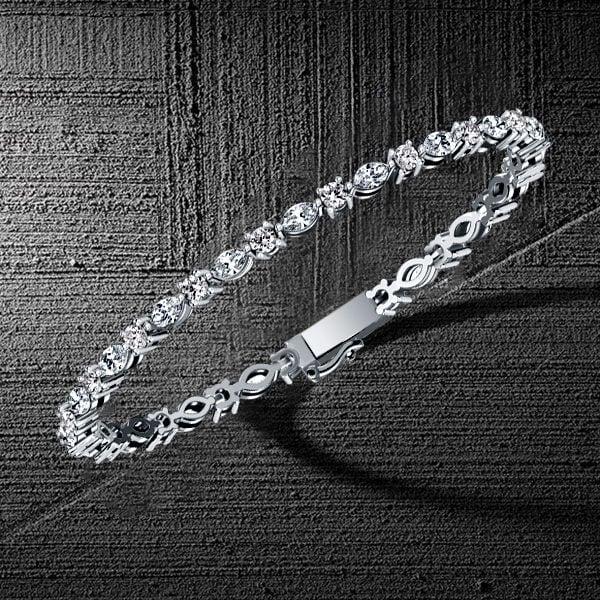 Marquise and Round Cut CZ Tennis Bracelet in 925 Sterling Silver, Available in Multiple Lengths