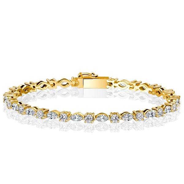 Marquise and Round Cut CZ Tennis Bracelet in 925 Sterling Silver, Available in Multiple Lengths