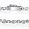 Marquise and Round Cut CZ Tennis Bracelet in 925 Sterling Silver, Available in Multiple Lengths