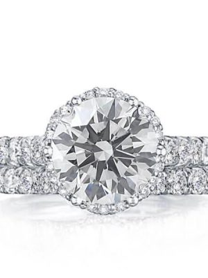 Halo Milgrain Bridal Set - Sterling Silver & Created White Sapphire