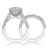 Halo Milgrain Bridal Set - Sterling Silver & Created White Sapphire