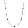 Sterling Silver Bezel Setting White and Ruby Tennis Necklace for Women
