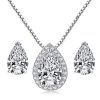 Halo Bridal Necklace Set - 925 Sterling Silver, Rhodium Plated