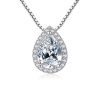 Halo Bridal Necklace Set - 925 Sterling Silver, Rhodium Plated