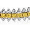 Sterling Silver Princess Cut Yellow Topaz Wedding Bracelet | 10.80 CT. TW