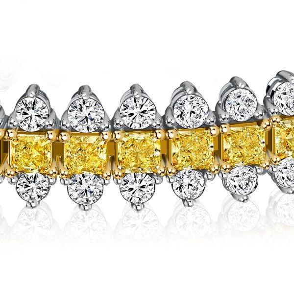 Sterling Silver Princess Cut Yellow Topaz Wedding Bracelet | 10.80 CT. TW