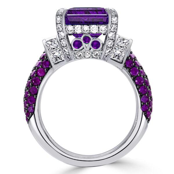 Vintage Amethyst & Emerald Cut 925 Sterling Silver Engagement Ring for Women