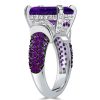 Vintage Amethyst & Emerald Cut 925 Sterling Silver Engagement Ring for Women