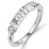 Sterling Silver Half-Bezel Baguette CZ Half Eternity Band - Travel Wedding Ring