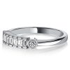 Sterling Silver Half-Bezel Baguette CZ Half Eternity Band - Travel Wedding Ring