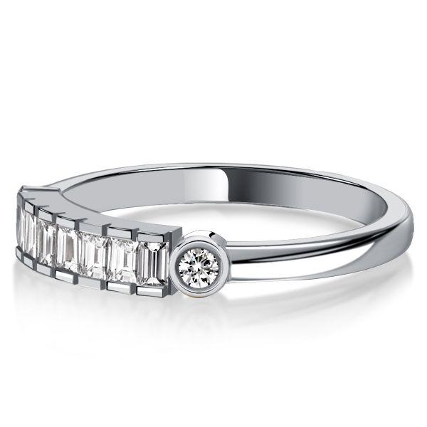 Sterling Silver Half-Bezel Baguette CZ Half Eternity Band - Travel Wedding Ring