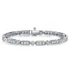 Milgrain Bezel White Sapphire Tennis Bracelet for Women - Sterling Silver